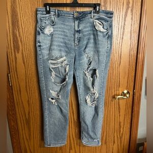 blue ripped mom jeans